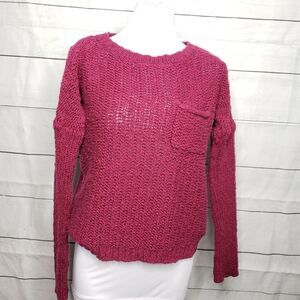 Roxy chunky cable knit sweater cranberry red Small